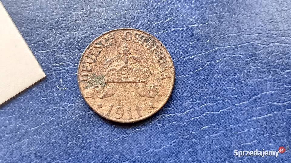 Stare monety 1 halerz 1911 J Niemiecka Afryka Kolekcje Lesko
