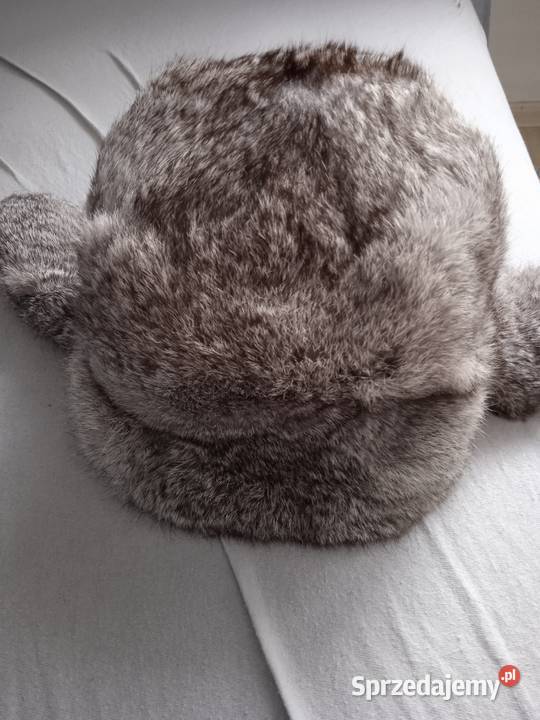 Czapka uszatka z naturalnego futra królika Kraków