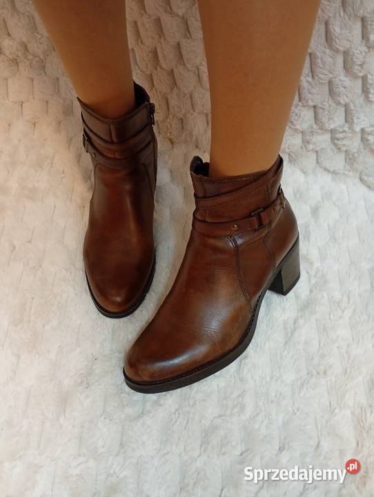 40 Real Leather wygodne brązowe botki biznesowe sprzedam