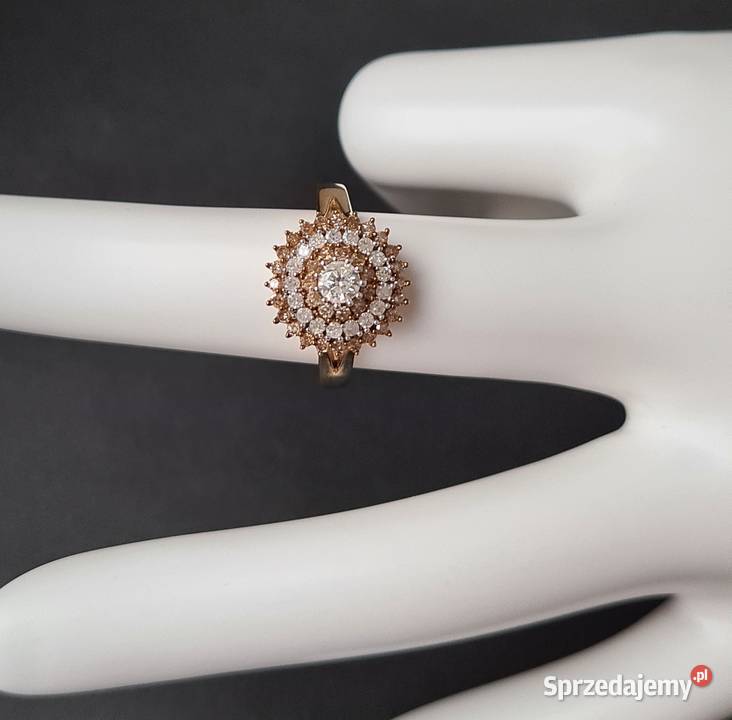 Pierścionek srebro 925 złocone diamenty mazowieckie Otwock