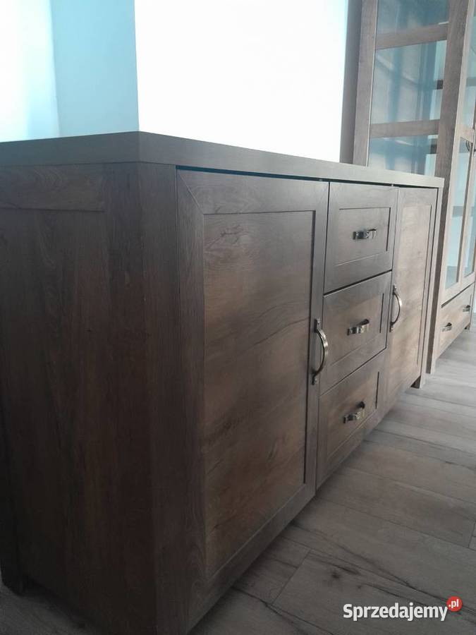 Dwie witryny I komoda kredens dziki dąb Grabowiec