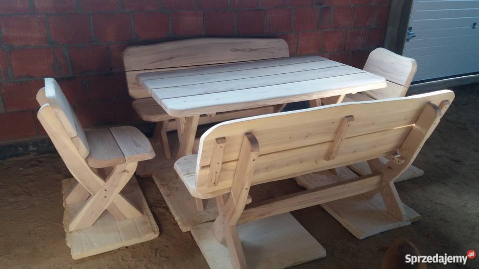 Komplet mebli ogrodowych Stół dwie ławki Trzebuska