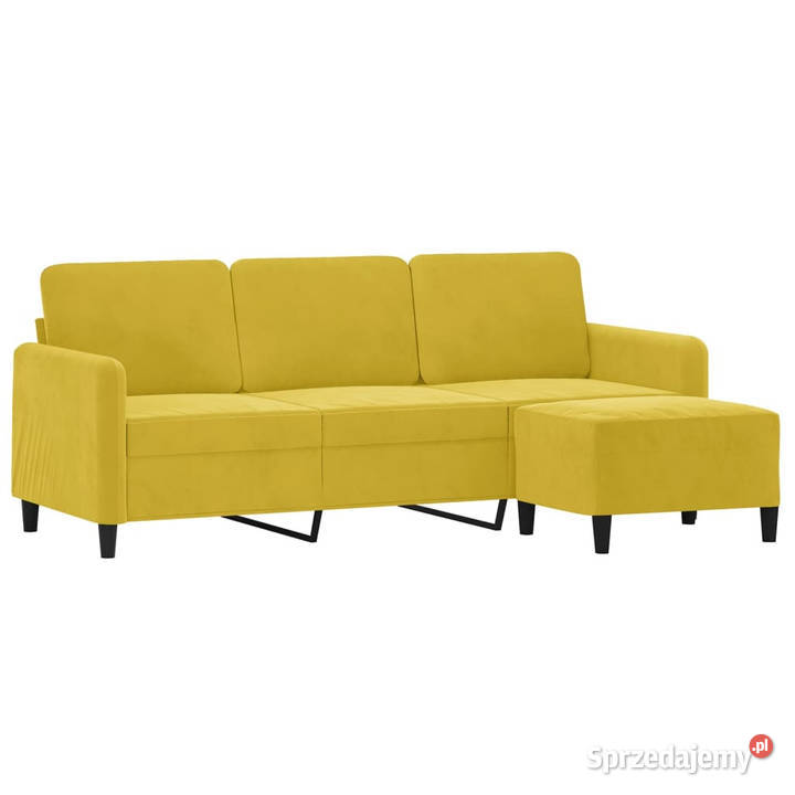 3osobowa sofa z podnóżkiem żółta 180 aksamit Warszawa