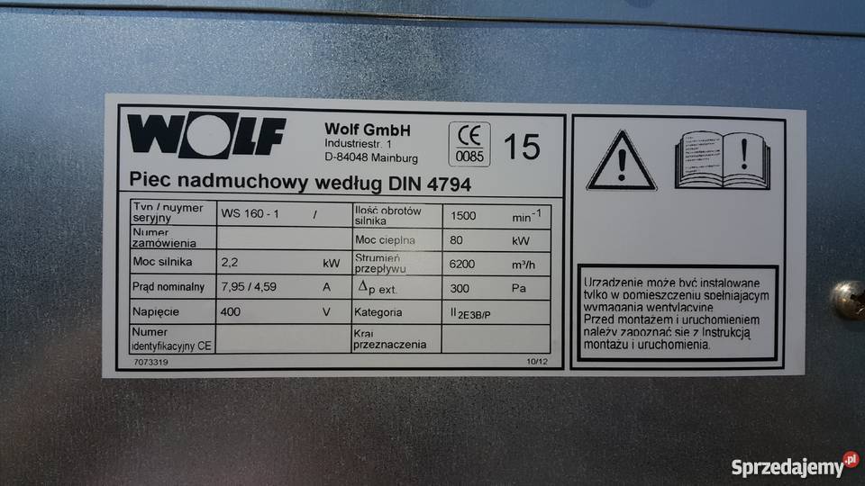 Wolf Nagrzewnica Gazowa Olejowa WS1601 80kw Kraków