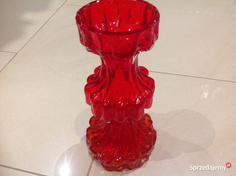 Czerwony Wazon INGRID GLASS Szkło Kryształowe Nowa Sól