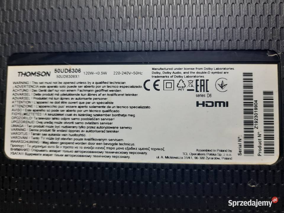 Thomson 50UD6306 UHD4K zbity Sosnowiec