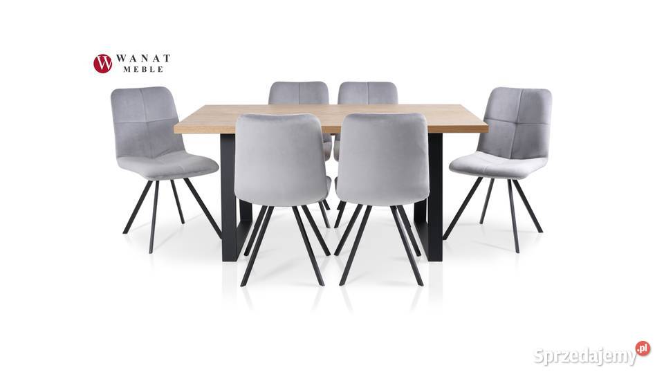 Zestaw Stół LOFT + 6 krzeseł Metalowe Nogi Wanat