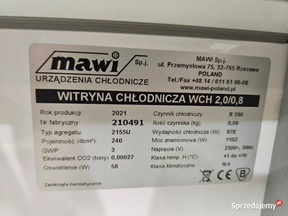 Lada chłodnicza WCH 2008 szyba prosta śląskie Pszczyna