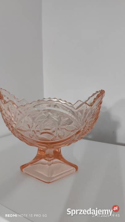 Szkło Kolorowe Żardiniera z Różą HZG Ząbkowice sprzedam