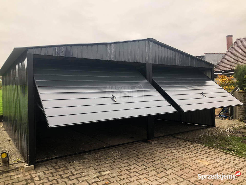 Garaż blaszany 6x6 2x Brama uchylna Czarny Dach Białystok sprzedam