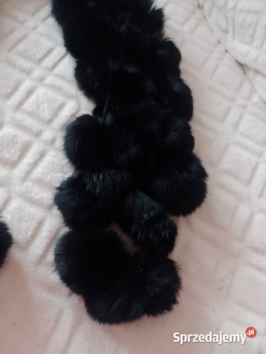 Czarny futrzany szal futrzana Etola futro z Dla kobiet Kraków