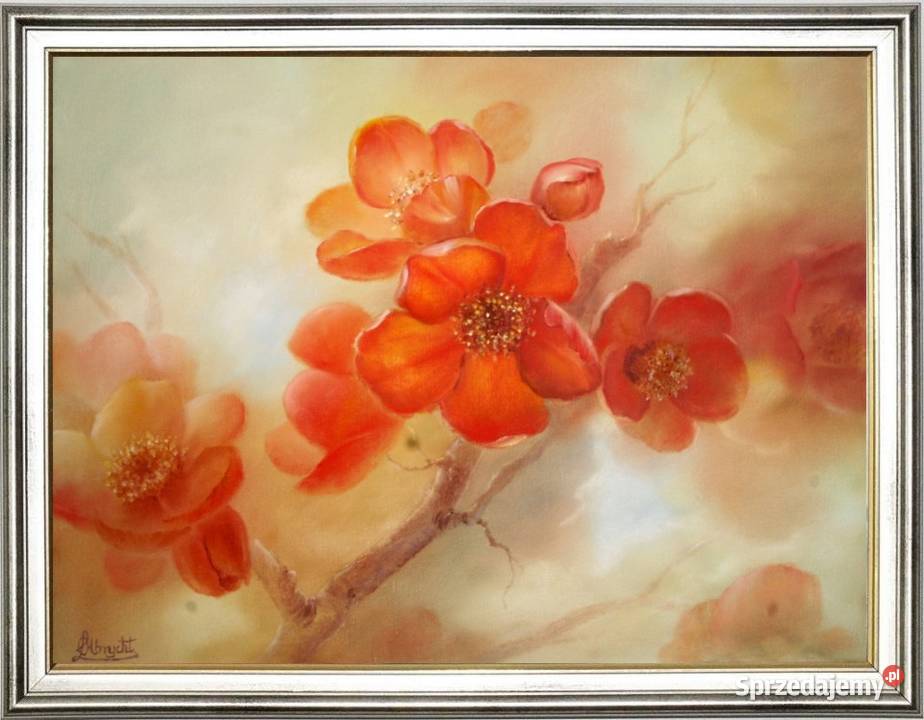 Gałązka Pigwy Impresja ręcznie malowolejny Nowy Sącz