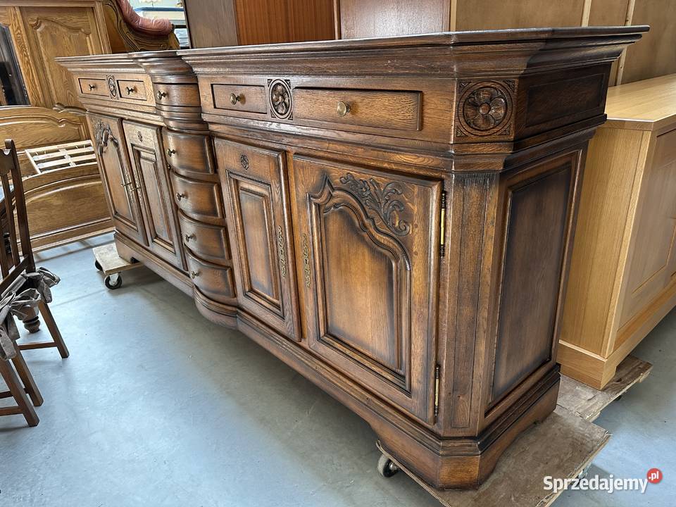 Masywny dębowy zestaw komoda komoda wysoka stół Sławoszewek sprzedam