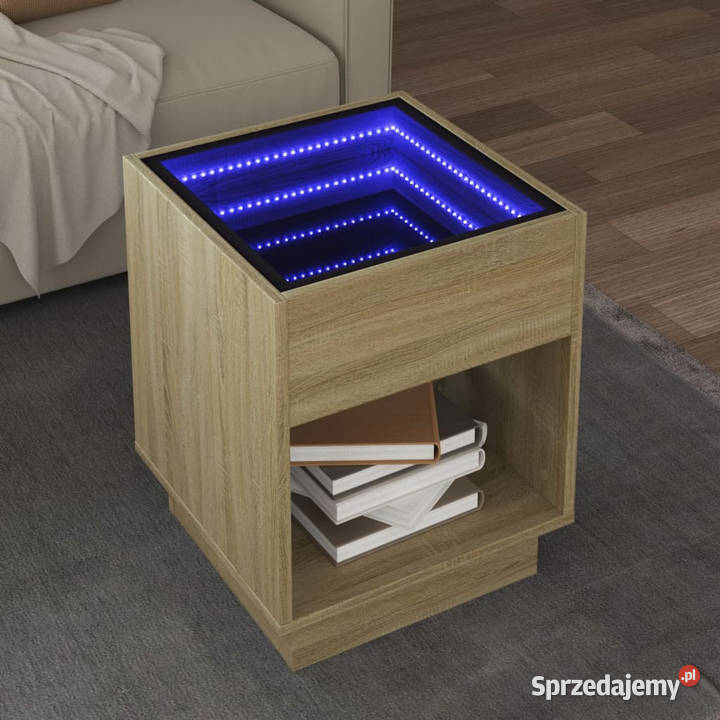 Stolik kawowy z LED Infinity dąb sonoma 40x40x50 Warszawa