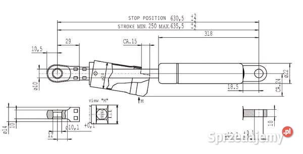Sprężyna gazowa L6355 mm 1200N Stabilus CA744506
