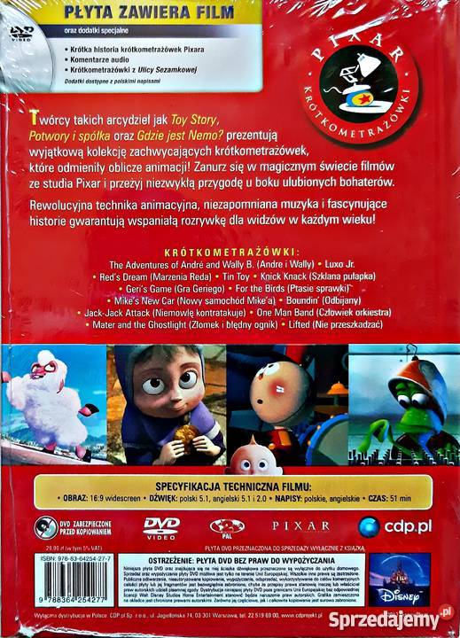KOLEKCJA KRÓTKOMETRAŻÓWEK DISNEY PIXAR 2 DVD dubbing Kalisz
