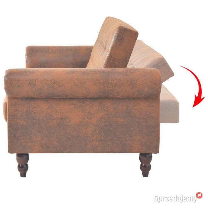 Rozkładana sofa 2os z podłokietnikami sztuczny