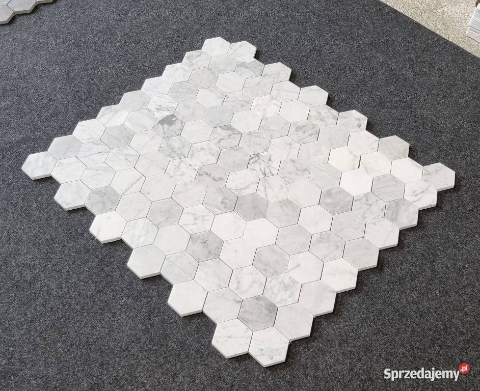 MOZAIKA BIANCO CARRARA HEXAGON MATOWA