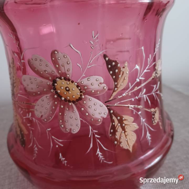 Malowany recznie szklany wazon misa i przykrywką Wrocław