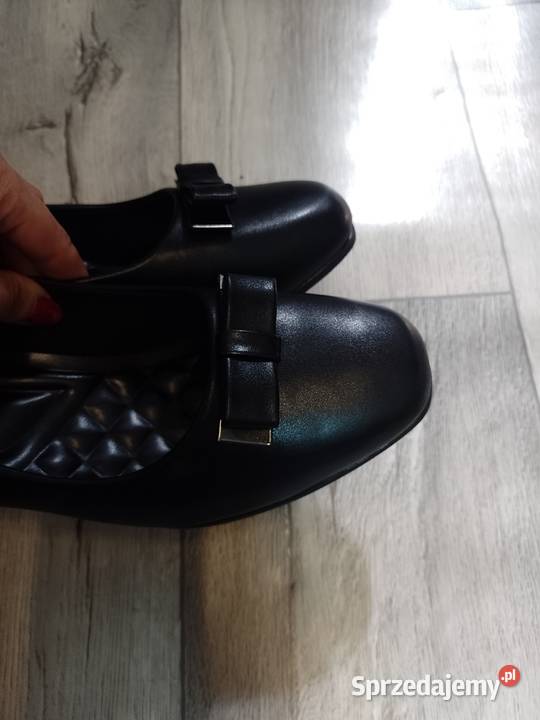 42 Czarne czółenka wieczorowe z kokardką NOWE Moda i Styl Kraków