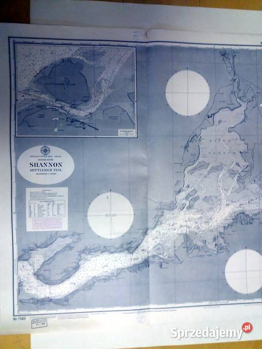 Mapa morska NIEMIECKA, Ireland River Shannon, 4ed1962 UNIKAT