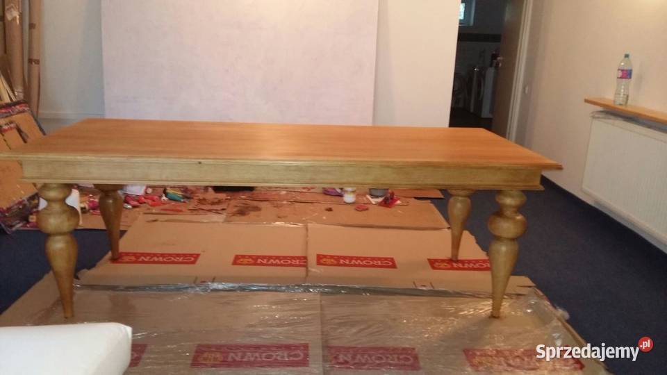 Stół biuro lity dąb frezowane nogi 240x90 Piaseczno