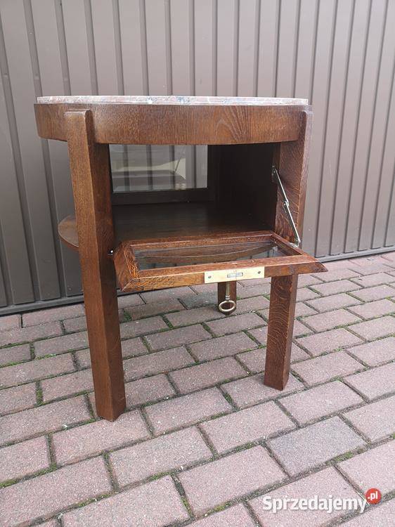 Stolik Barek Okrągły ARTDECO Dębowy Stary Antyk Swarzędz