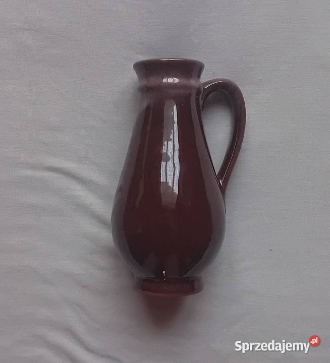 Ceramiczny szkliwiony wazon z uchem dzbanek Porcelana i szkło Koźminek