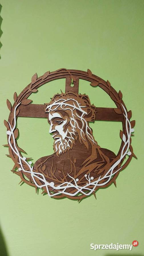 Drewniany Obraz Jezus w Koronie Cierniowej 3D Warszawa
