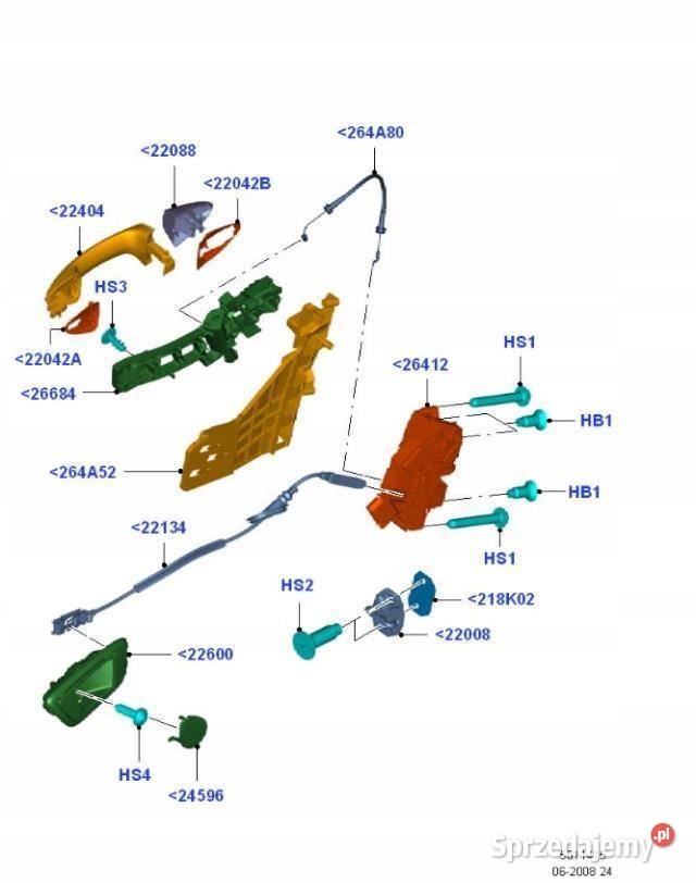 MOCOWANIE ZAMKA DRZWI LEWY TYŁ FORD FIESTA MK6