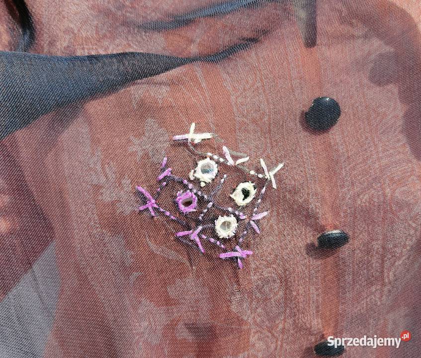 Duża chusta szal dupatta haftowana szyfon czarna zachodniopomorskie Szczecin