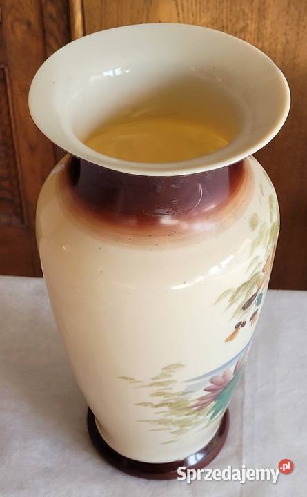 Secesyjny ręcznie malowany emalią opakowy wazon sprzedam