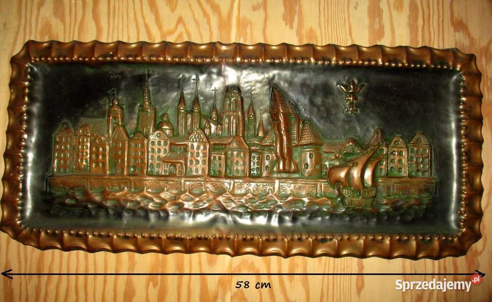 Miedzioryt Panorama Gdańska Antyki