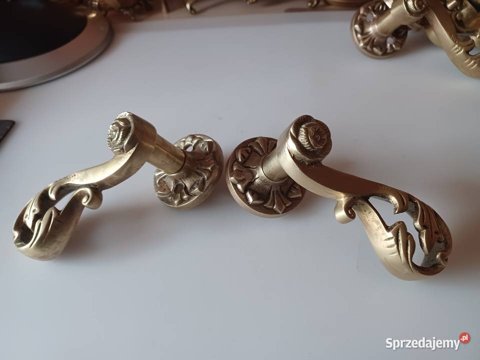 Piękne duże klamki mosiężne Poznań sprzedam