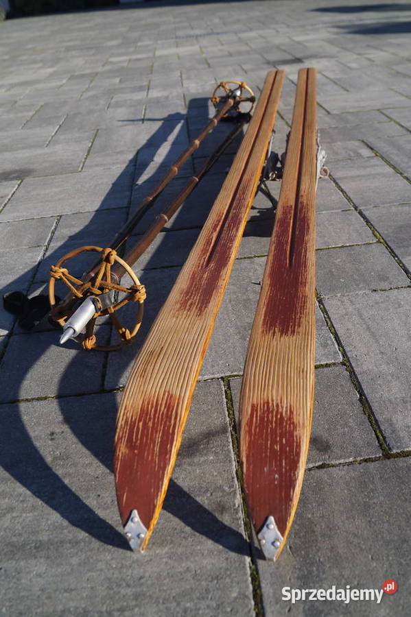Stare narty jesionowe 180 kijki w komplecie podkarpackie Pruchnik