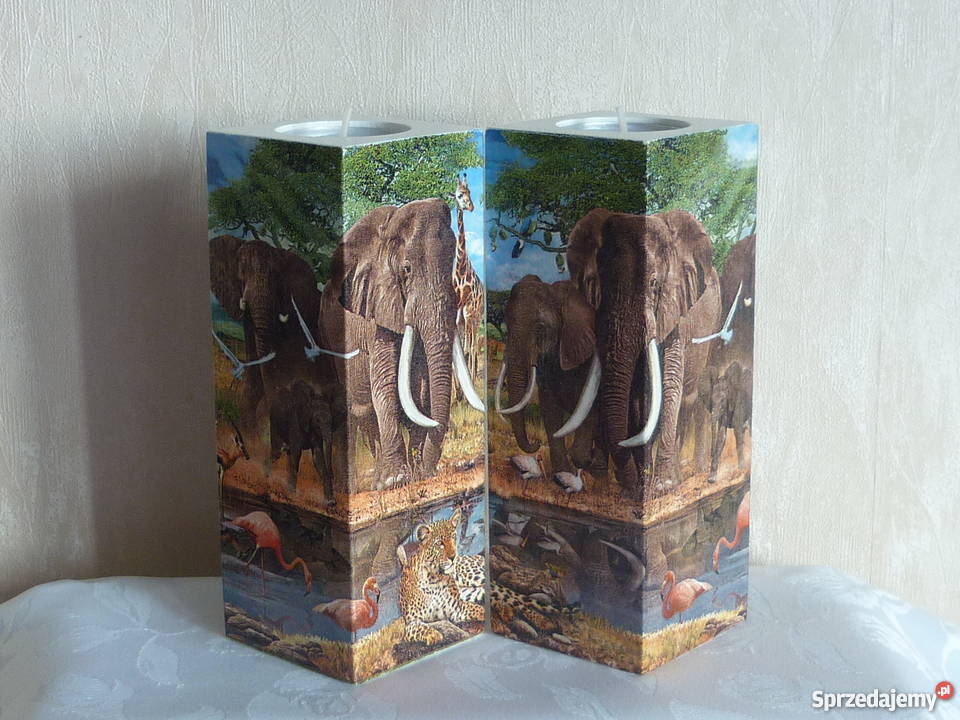 Świeczniki drewniane decoupage śląskie Dąbrowa Górnicza