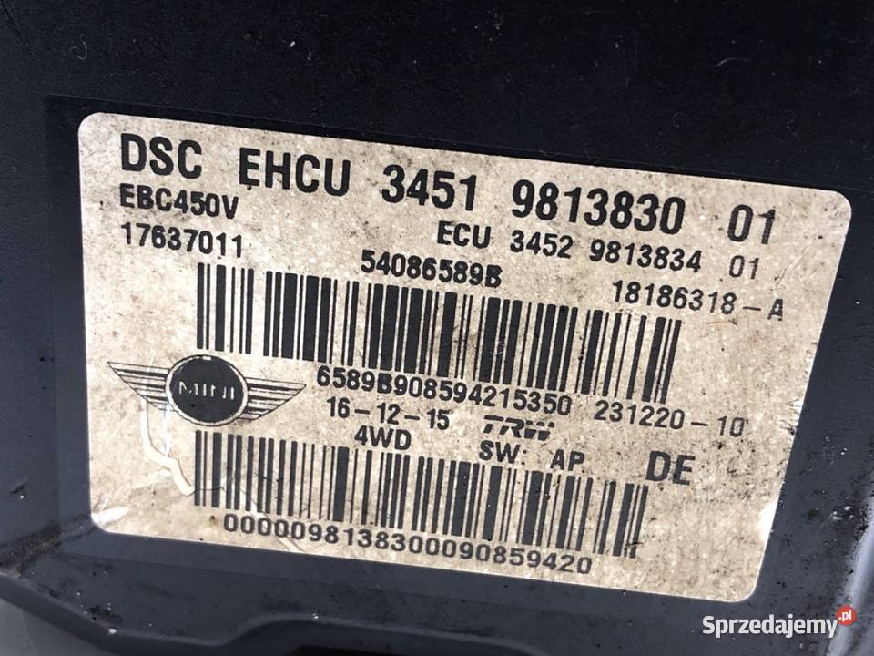 POMPA ABS MINI COUNTRYMAN R60 9813830 16 190 Motoryzacja podkarpackie