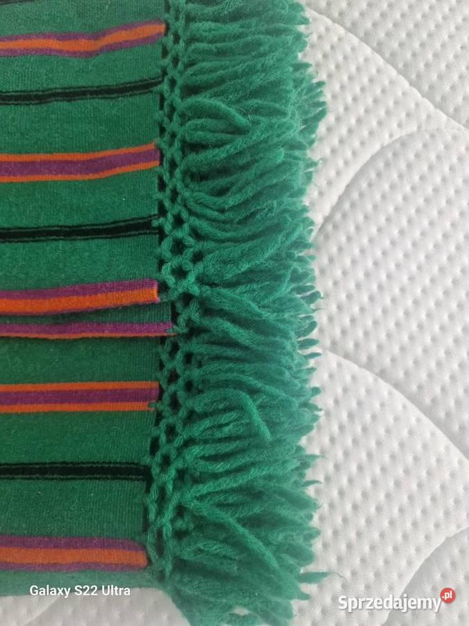 Kilim wełniany narzuta z frędzlami