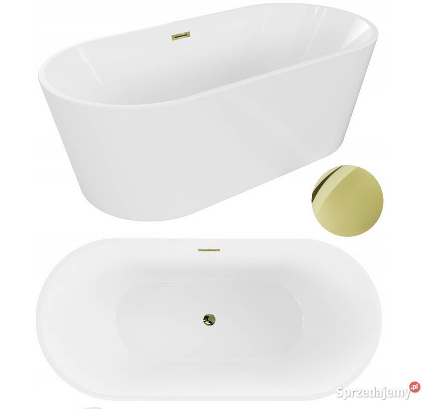WANNA WOLNOSTOJĄCA BIAŁA 180x80 syfon ZŁOTY Choroszcz