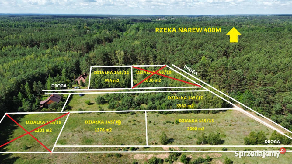 Działka Dzbądzek JEZIORO RZEKA Narew