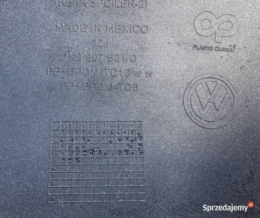 Dyfuzor spoiler zderzaka tył dół Volkswagen golf osobowe Międzychód