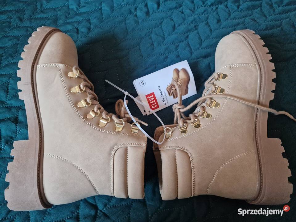 Nowe Botki damskie Cleve rozmiar 38 brązowebeż Wrocław
