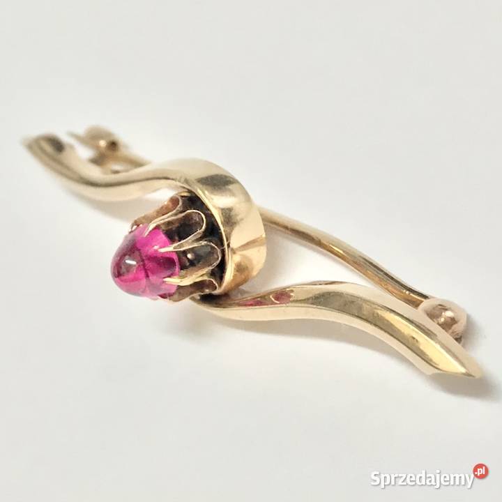 Złota BROSZKA 585 14K piękny AMETYST Art Dco mazowieckie Warszawa