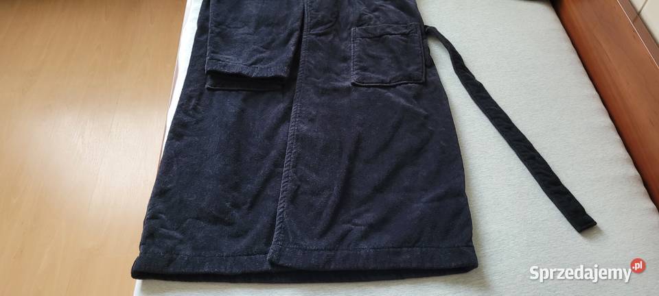 IKEA szlafrok męski granatowy bawełna NJUTA