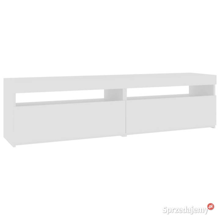 Szafki pod TV z LED 2 białe wysoki połysk