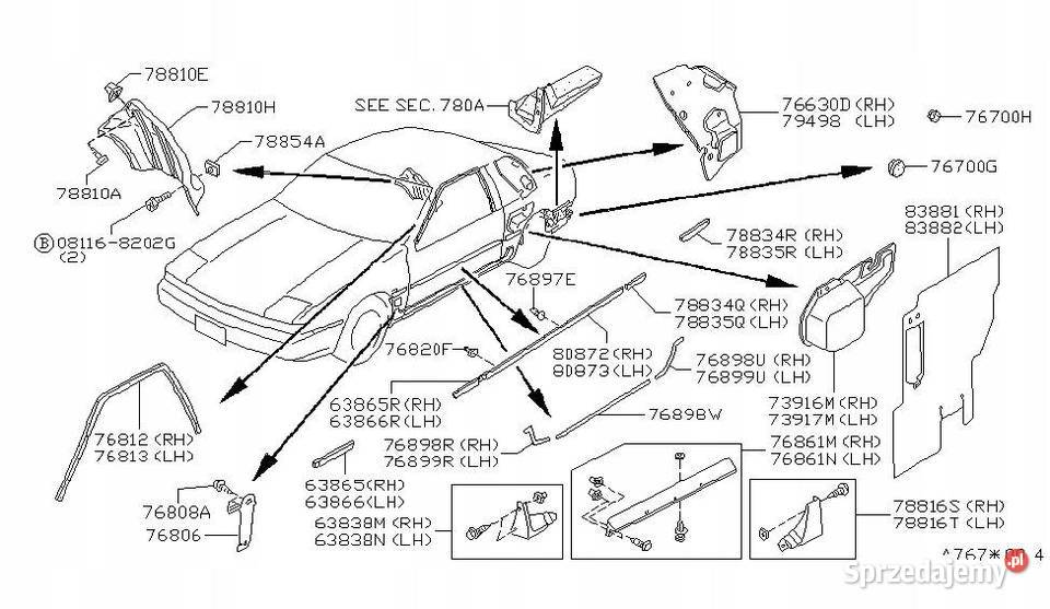 7887401F00 LISTWA BŁOTNIKA TYŁ NISSAN SILVIA osobowe