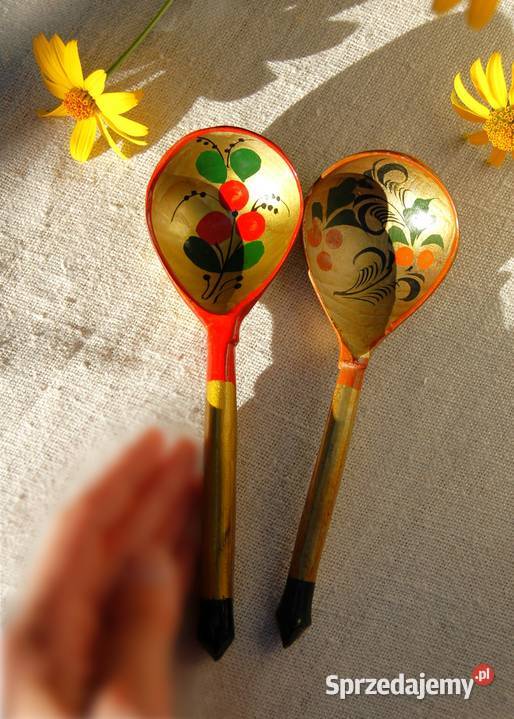 Chochłoma ręcznie malowana rosyjska łyżka ludowa Lublin