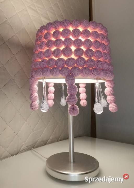 Lampa stołowa wełniane kuleczki RÓŻ Trzcianka