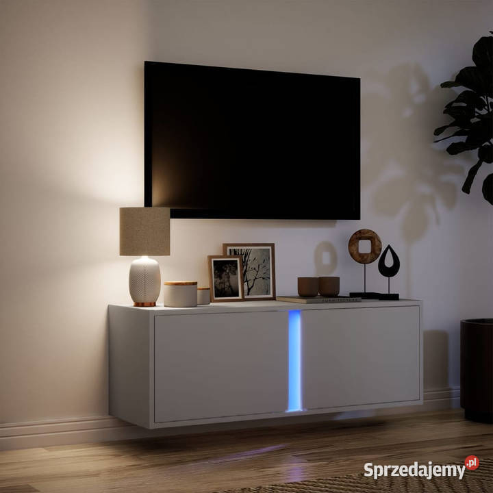 Ścienna szafka TV z LED biała 100x31x35 WM852264 Warszawa