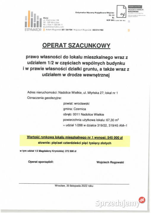 Syndyk osoby fizycznej sprzeda udział w lokalu Nadolice Wielkie sprzedam